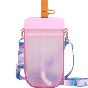 Pink Straw Cup Portable Healthy Sealing Transparent Drinking Water Bottle